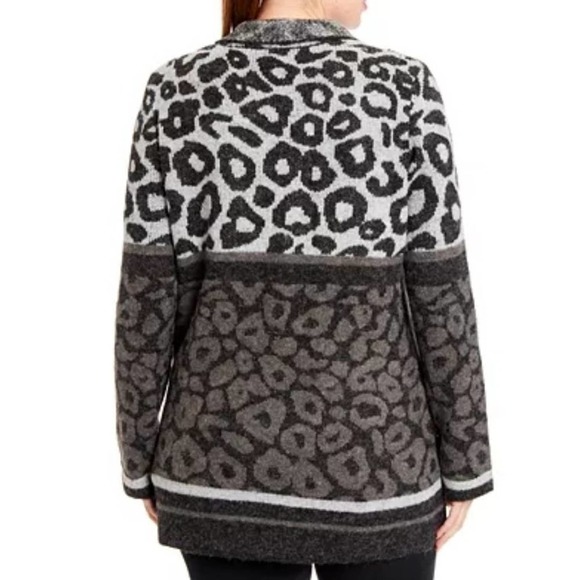 New!!! Plus Mixed Leopard-Knit Coatigan jacket plus size 2X - Picture 3 of 5